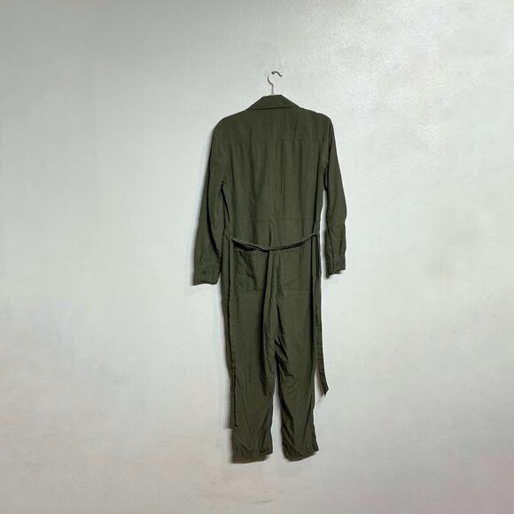 Gap Olive Green Long Sleep Zipper Jumpsuit Sz 10 - Picture 8 of 11